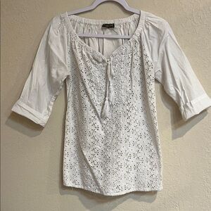 Chic White Eyelet Blouse